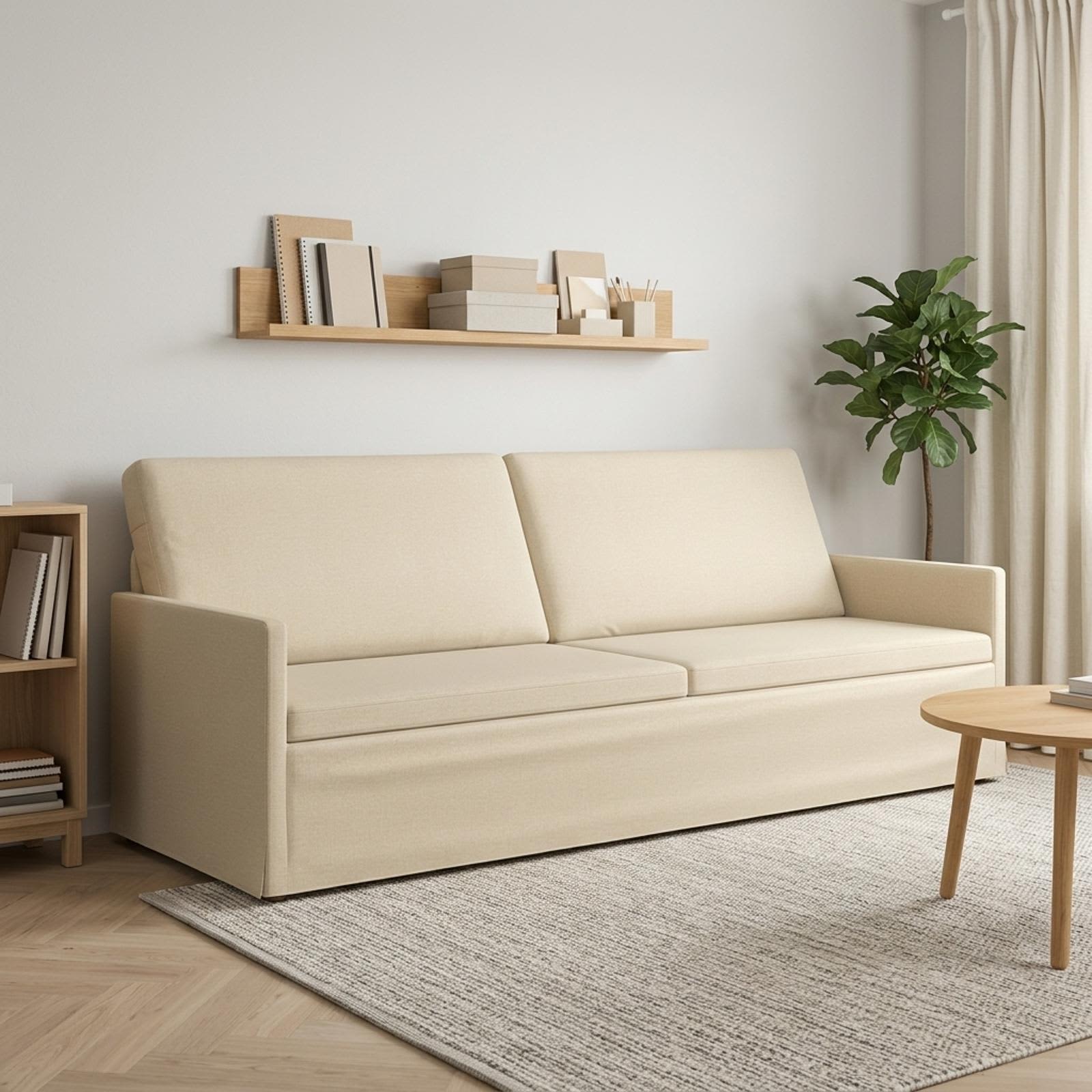 42041146_1.jpg vidaXL Sedačka pre 3 Krémová 220 x 81 x 82 cm Látka – Obrázok 1