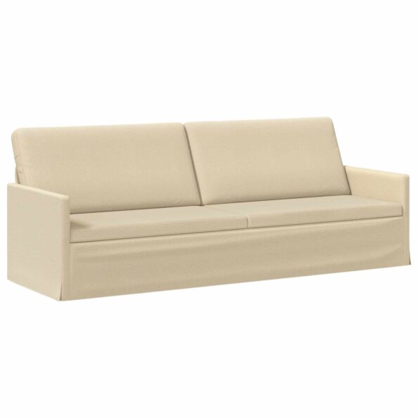 vidaXL Sedačka pre 3 Krémová 220 x 81 x 82 cm Látka – Obrázok 2