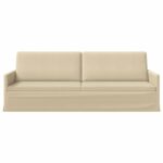 vidaXL Sedačka pre 3 Krémová 220 x 81 x 82 cm Látka – Obrázok 3