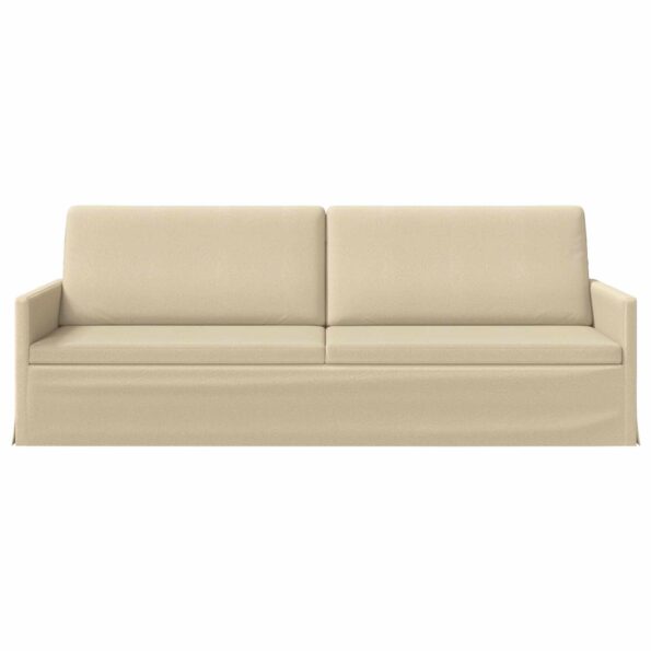 vidaXL Sedačka pre 3 Krémová 220 x 81 x 82 cm Látka – Obrázok 3