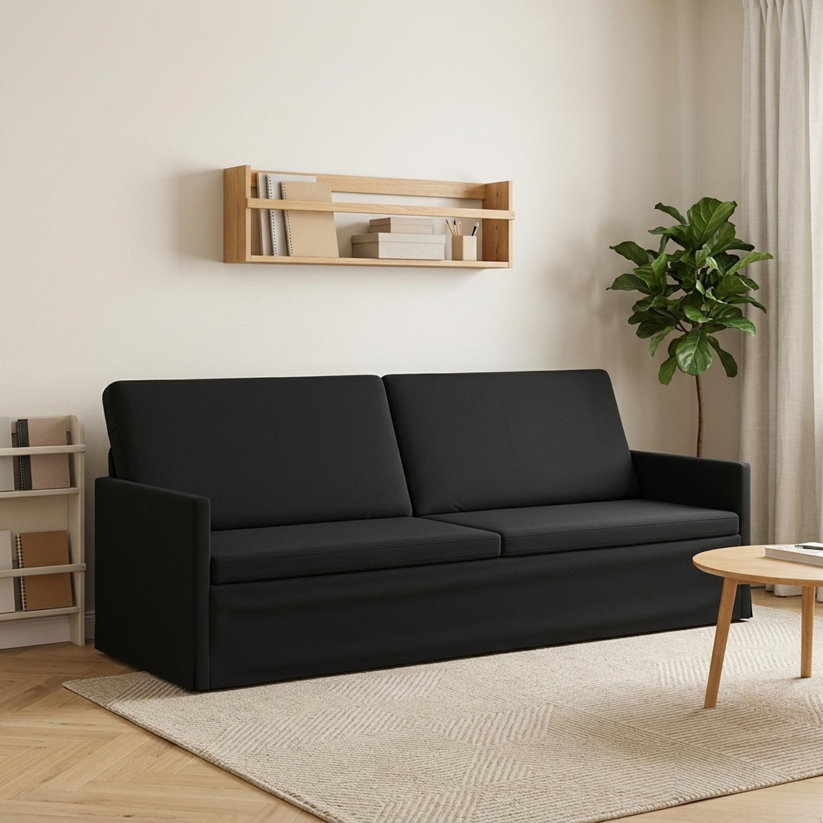 42041159_1.jpg vidaXL Sedačka pre 3 Čierna 220 x 81 x 82 cm Zamat – Obrázok 1