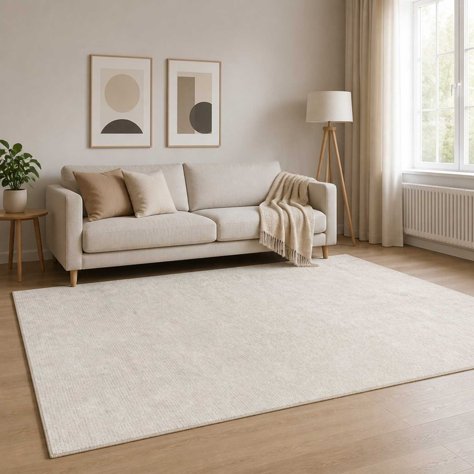 42041625_1.jpg vidaXL Koberec Krémová 120 x 180 cm 100% polyester 3 mm Prateľné – Obrázok 1