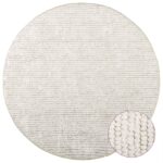 vidaXL Koberec Krémová Ø 120 cm 100% polyester 3 mm Prateľné – Obrázok 3