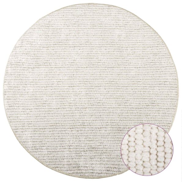 vidaXL Koberec Krémová Ø 120 cm 100% polyester 3 mm Prateľné – Obrázok 3
