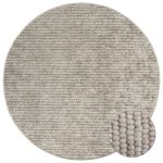 vidaXL Koberec Béžová Ø 120 cm 100% polyester 3 mm Prateľné – Obrázok 3