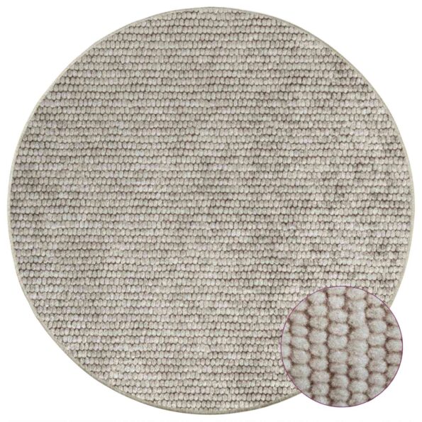 vidaXL Koberec Béžová Ø 120 cm 100% polyester 3 mm Prateľné – Obrázok 3