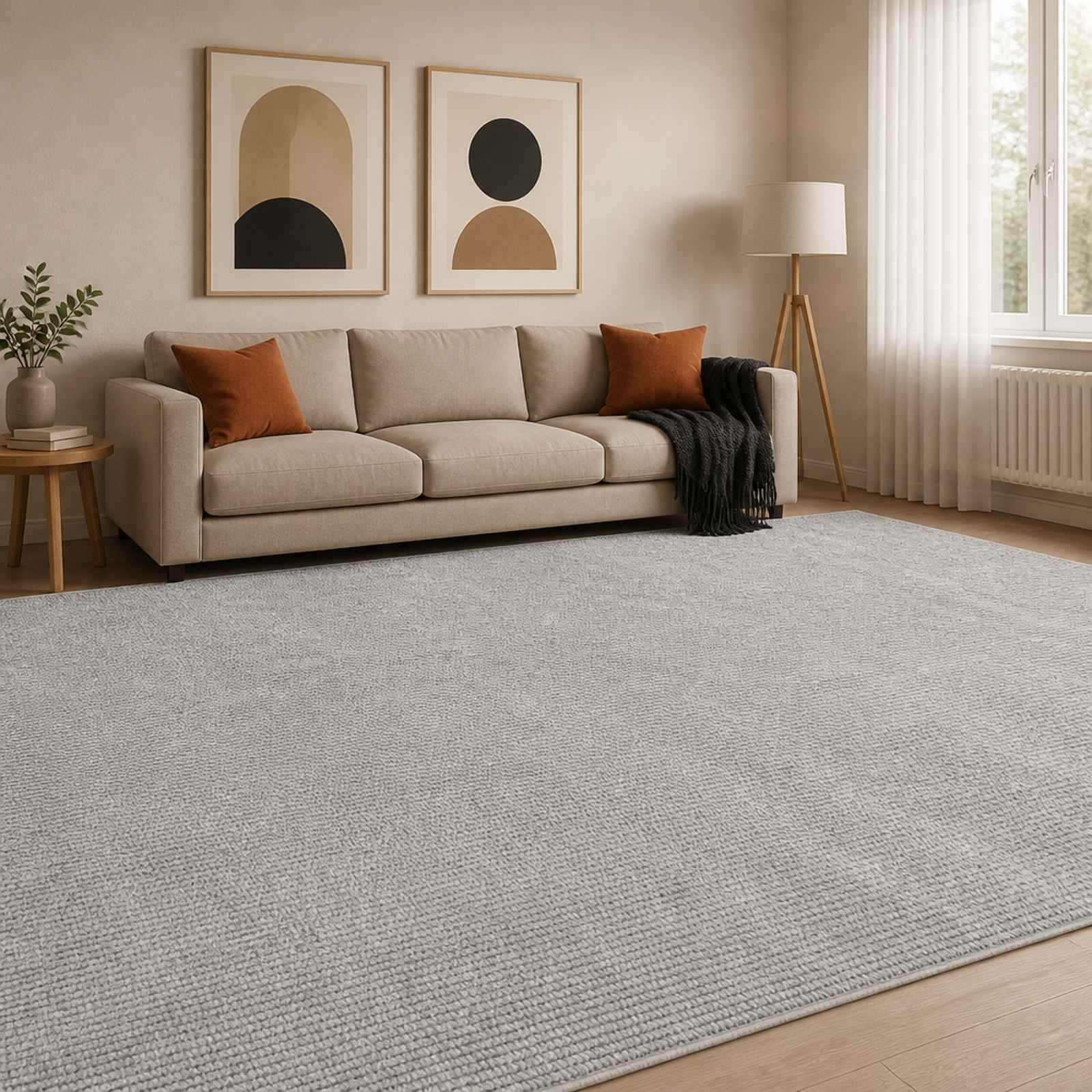 42041674_1.jpg vidaXL Koberec Sivá 300 x 400 cm 100% polyester 3 mm Prateľné – Obrázok 1