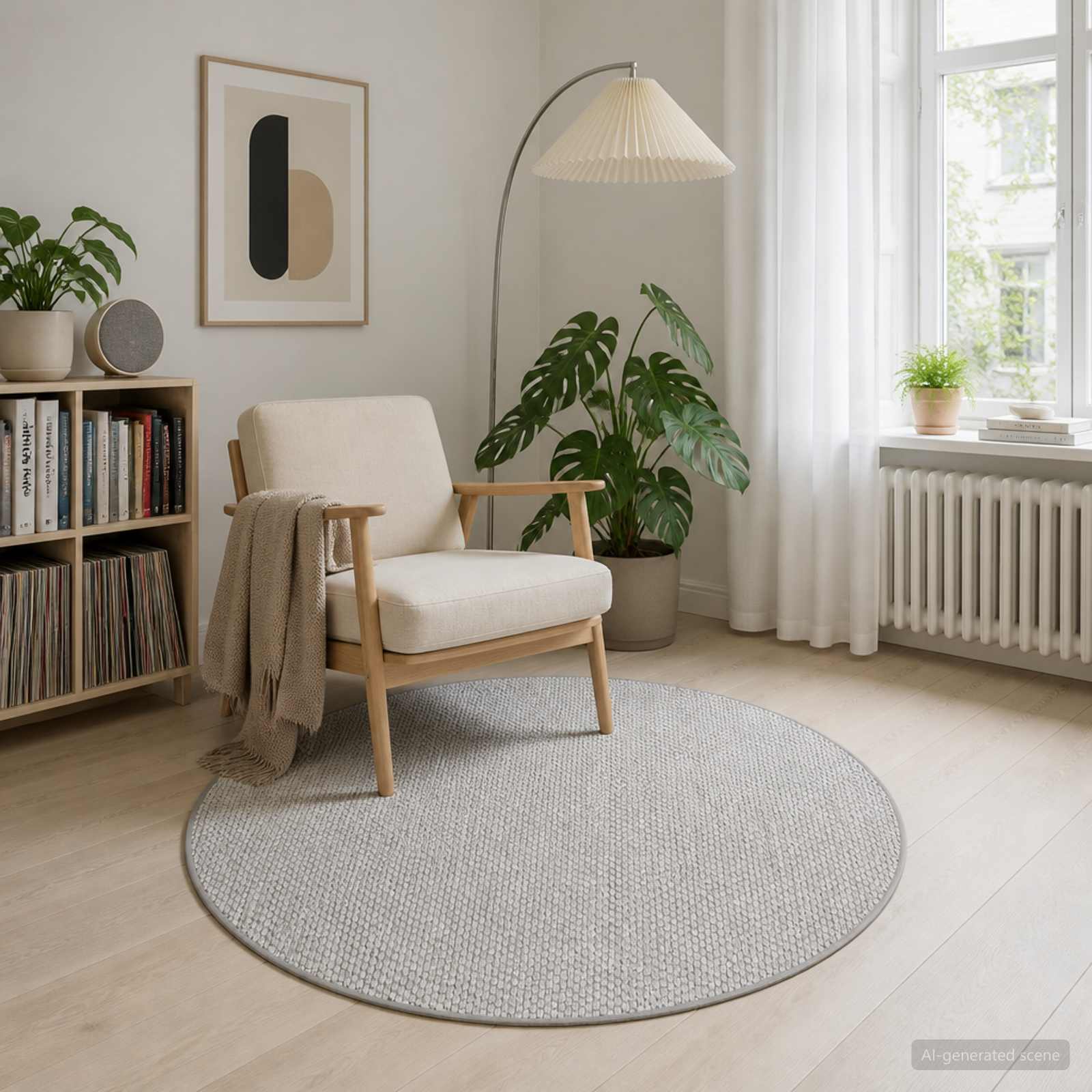 42041675_1.jpg vidaXL Koberec Sivá Ø 120 cm 100% polyester 3 mm Prateľné – Obrázok 1