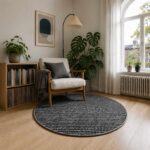vidaXL Koberec Antracitová Ø 120 cm 100% polyester 3 mm Prateľné