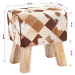 vidaXL lavička 40 x 30 x 45 cm Skutočná koža Hnedý patchwork – Obrázok 11