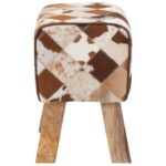 vidaXL lavička 40 x 30 x 45 cm Skutočná koža Hnedý patchwork – Obrázok 5