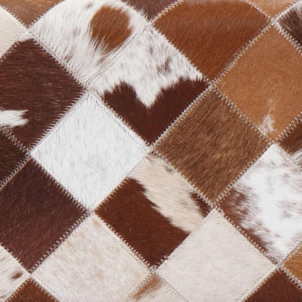 vidaXL lavička 60 x 30 x 45 cm Skutočná koža Hnedý patchwork – Obrázok 11