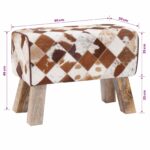 vidaXL lavička 60 x 30 x 45 cm Skutočná koža Hnedý patchwork – Obrázok 12