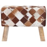vidaXL lavička 60 x 30 x 45 cm Skutočná koža Hnedý patchwork – Obrázok 5
