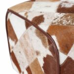 vidaXL lavička 60 x 30 x 45 cm Skutočná koža Hnedý patchwork – Obrázok 7