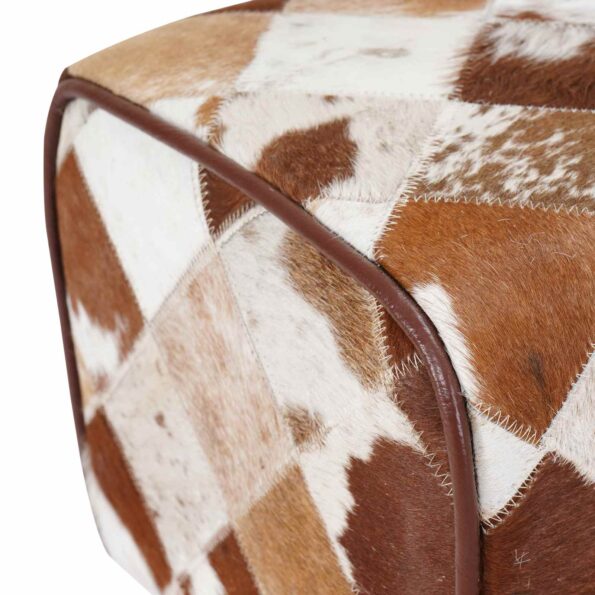 vidaXL lavička 60 x 30 x 45 cm Skutočná koža Hnedý patchwork – Obrázok 7