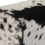 vidaXL lavička 60 x 30 x 45 cm Skutočná koža Čierna a biela – Obrázok 8