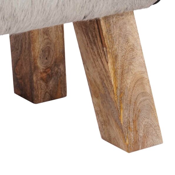vidaXL lavička 60 x 30 x 45 cm Skutočná koža Čierna a biela – Obrázok 9