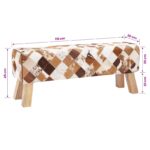 vidaXL lavička 110 x 30 x 45 cm Skutočná koža Hnedý patchwork – Obrázok 12