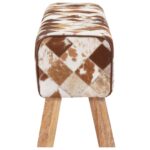 vidaXL lavička 110 x 30 x 45 cm Skutočná koža Hnedý patchwork – Obrázok 6