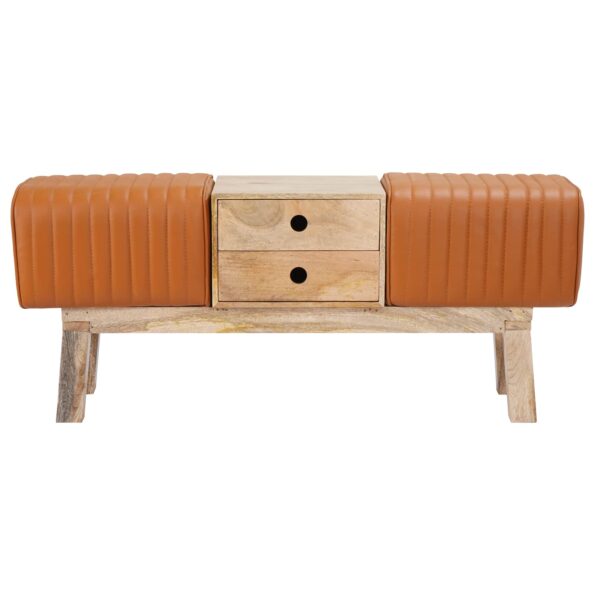 vidaXL lavička 110 x 30 x 45 cm Skutočná koža Hnedá – Obrázok 6