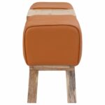 vidaXL lavička 110 x 30 x 45 cm Skutočná koža Hnedá – Obrázok 7