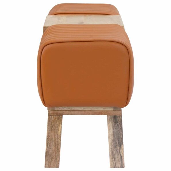 vidaXL lavička 110 x 30 x 45 cm Skutočná koža Hnedá – Obrázok 7