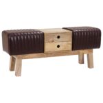 vidaXL lavička 110 x 30 x 45 cm Skutočná koža Tmavohnedá – Obrázok 2