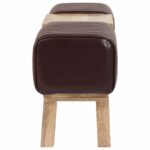 vidaXL lavička 110 x 30 x 45 cm Skutočná koža Tmavohnedá – Obrázok 7