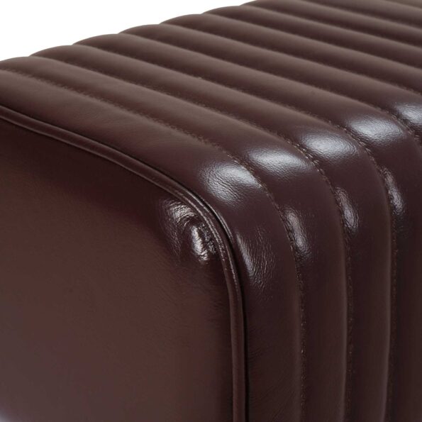 vidaXL lavička 110 x 30 x 45 cm Skutočná koža Tmavohnedá – Obrázok 9