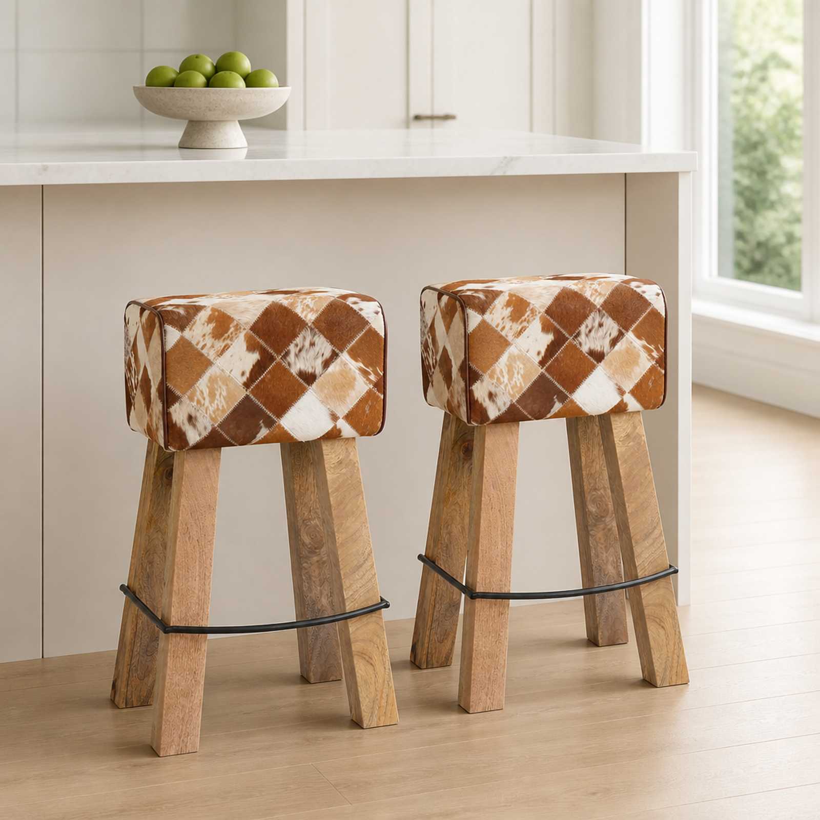 42042126_1.jpg vidaXL Barová stolička 2 ks Hnedý patchwork 44 x 33 x 74 cm – Obrázok 1