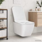 vidaXL Závesné WC Keramika Biela