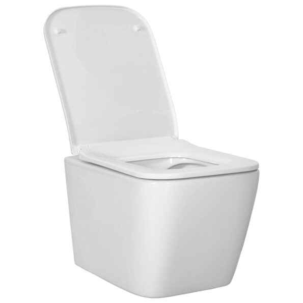 vidaXL Závesné WC Keramika Biela – Obrázok 3