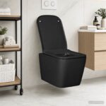 vidaXL Závesné WC Keramika Čierna