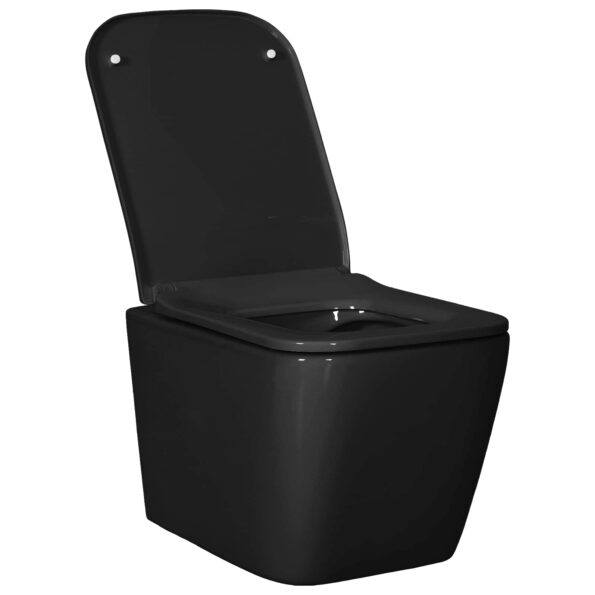 vidaXL Závesné WC Keramika Čierna – Obrázok 3