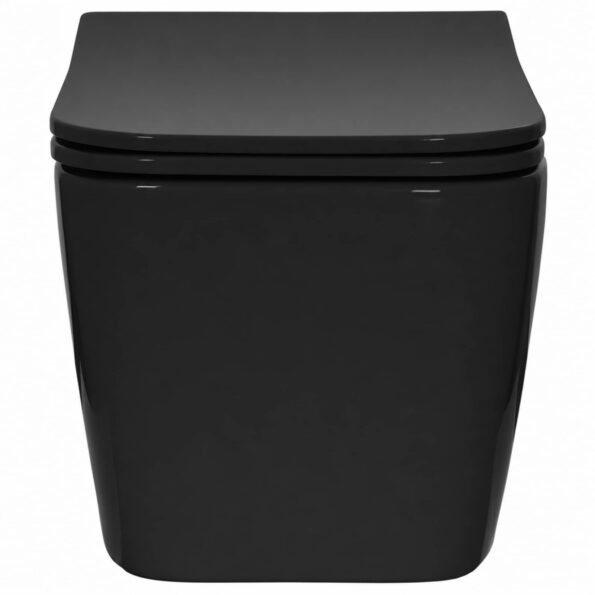 vidaXL Závesné WC Keramika Čierna – Obrázok 4