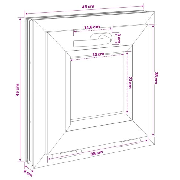 vidaXL Biele vnútorné farby okna v suteréne RISOR 45 x 45 cm – Obrázok 10