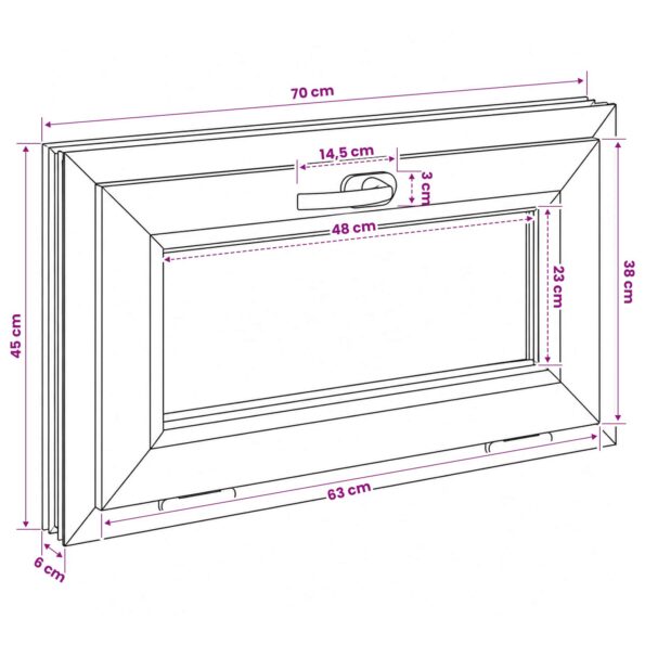 vidaXL Biele vnútorné farby okna v suteréne RISOR 70 x 45 cm – Obrázok 11