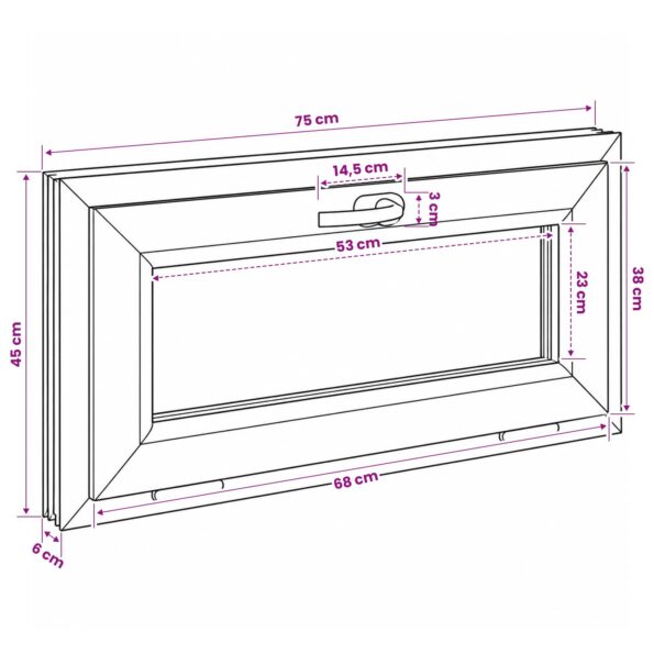 vidaXL Biele vnútorné farby okna v suteréne RISOR 75 x 45 cm – Obrázok 11