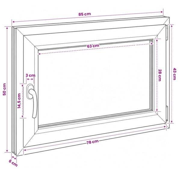 vidaXL Biele vnútorné farby okna v suteréne RISOR 85 x 50 cm – Obrázok 11
