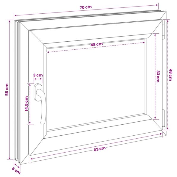 vidaXL Biele vnútorné farby okna v suteréne RISOR 70 x 55 cm – Obrázok 11