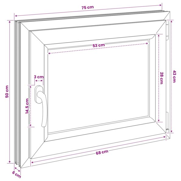 vidaXL Biele vnútorné farby okna v suteréne RISOR 75 x 50 cm – Obrázok 11