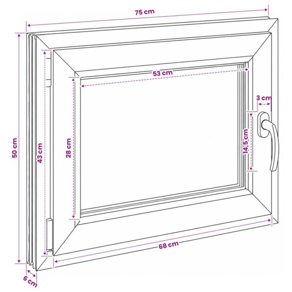 vidaXL Biele vnútorné farby okna v suteréne RISOR 75 x 50 cm – Obrázok 11