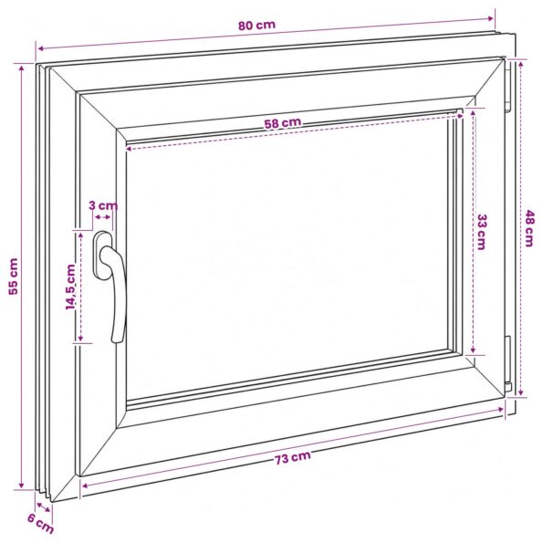 vidaXL Biele vnútorné farby okna v suteréne RISOR 80 x 55 cm – Obrázok 11