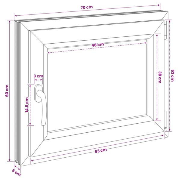 vidaXL Biele vnútorné farby okna v suteréne RISOR 70 x 60 cm – Obrázok 11