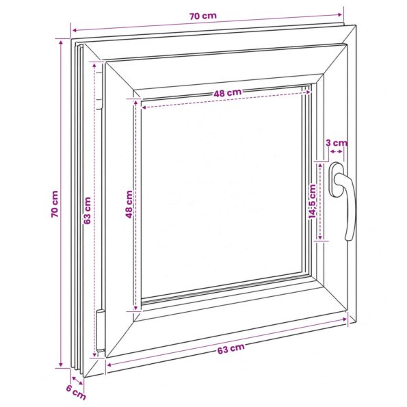 vidaXL Biele vnútorné farby okna v suteréne RISOR 70 x 70 cm – Obrázok 11