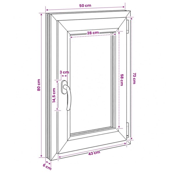 vidaXL Biele vnútorné farby okna v suteréne RISOR 50 x 80 cm – Obrázok 11