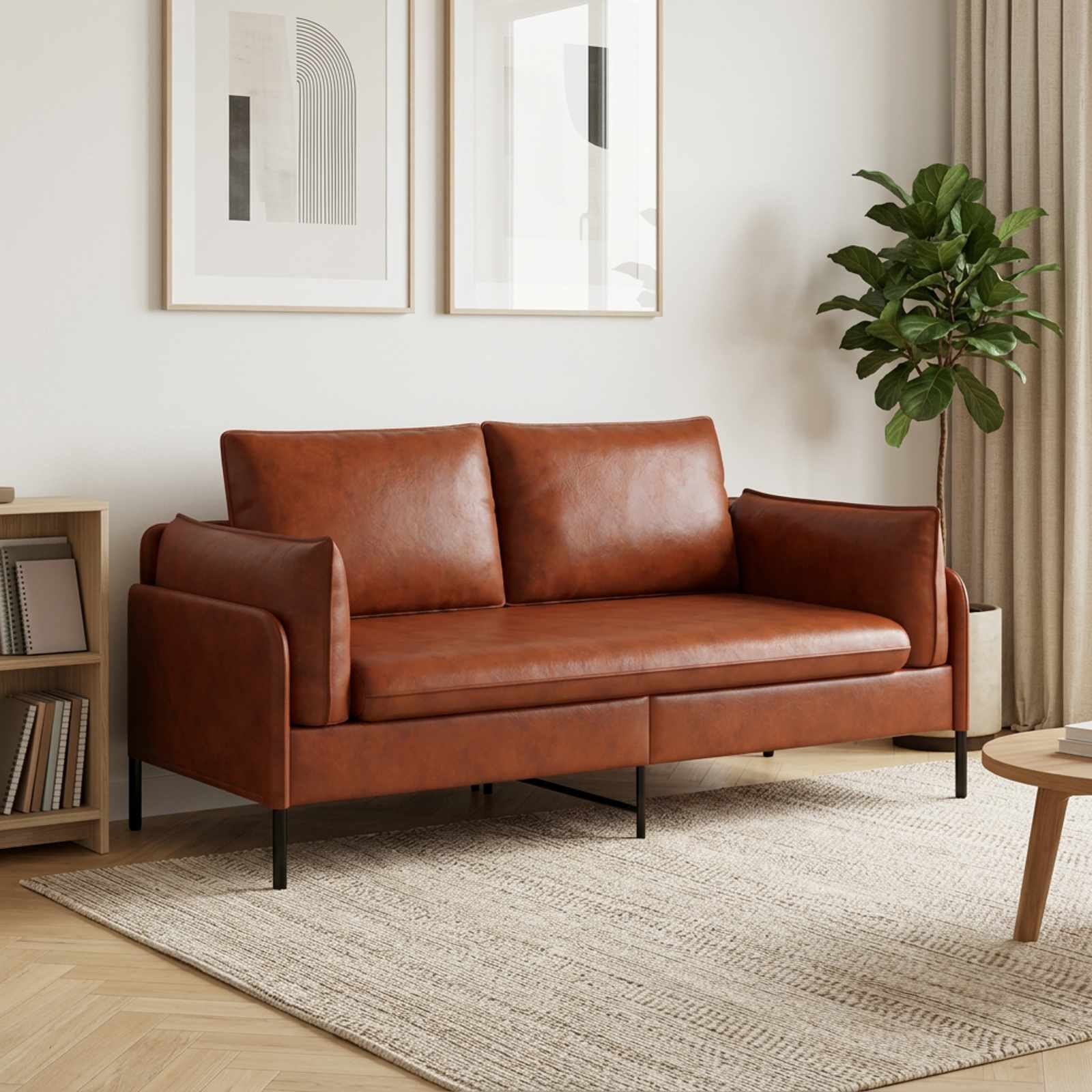 42048628_1.jpg vidaXL 2-miestna pohovka Lesklá hnedá 188 x 81 x 89 cm Umelá koža – Obrázok 1
