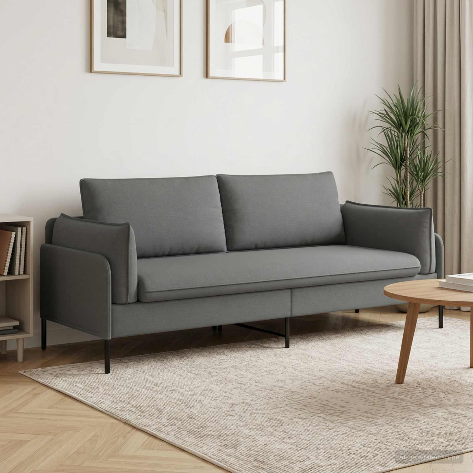 42048630_1.jpg vidaXL 3-miestna pohovka Tmavosivá 222 x 81 x 89 cm Látka – Obrázok 1