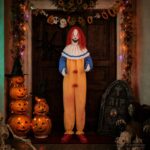 vidaXL Halloweensky strašidelný klaun SPOOKA Žltá a modrá